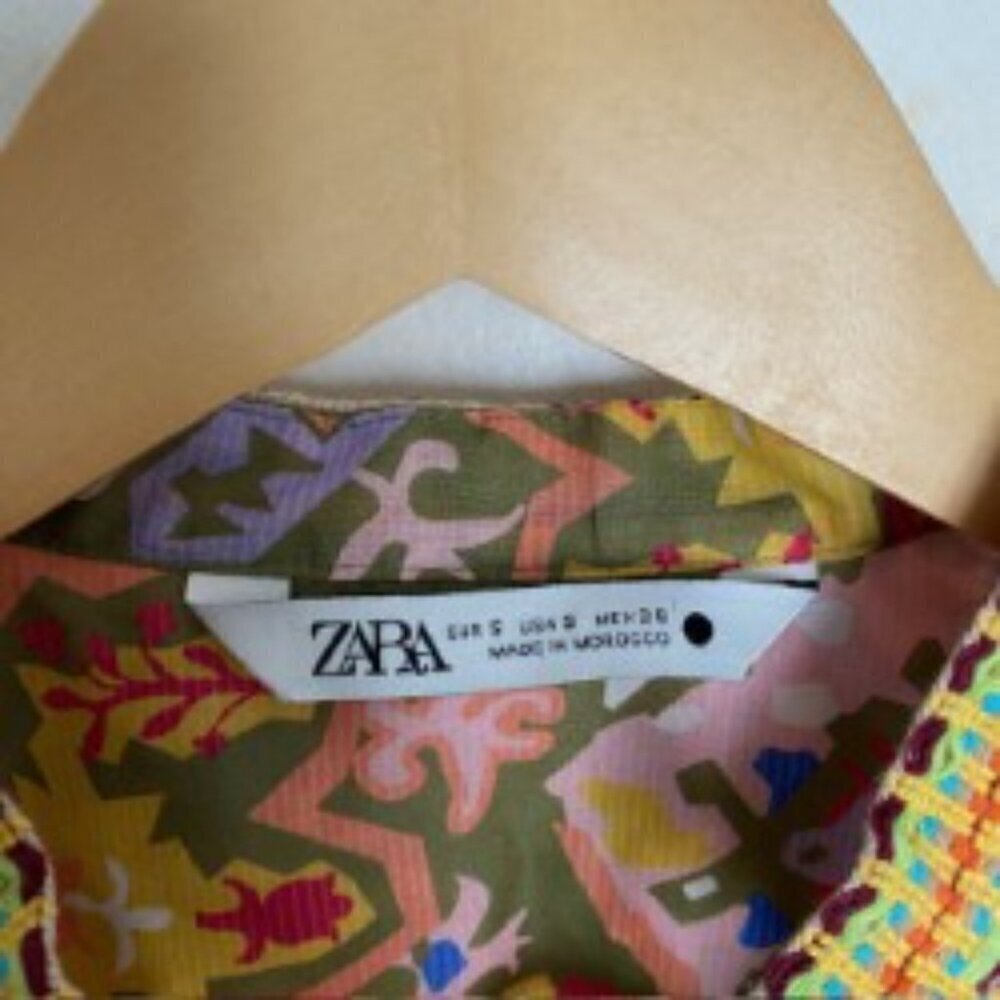 Zara Long Sleeve Printed Top Small - Picture 2 of 5